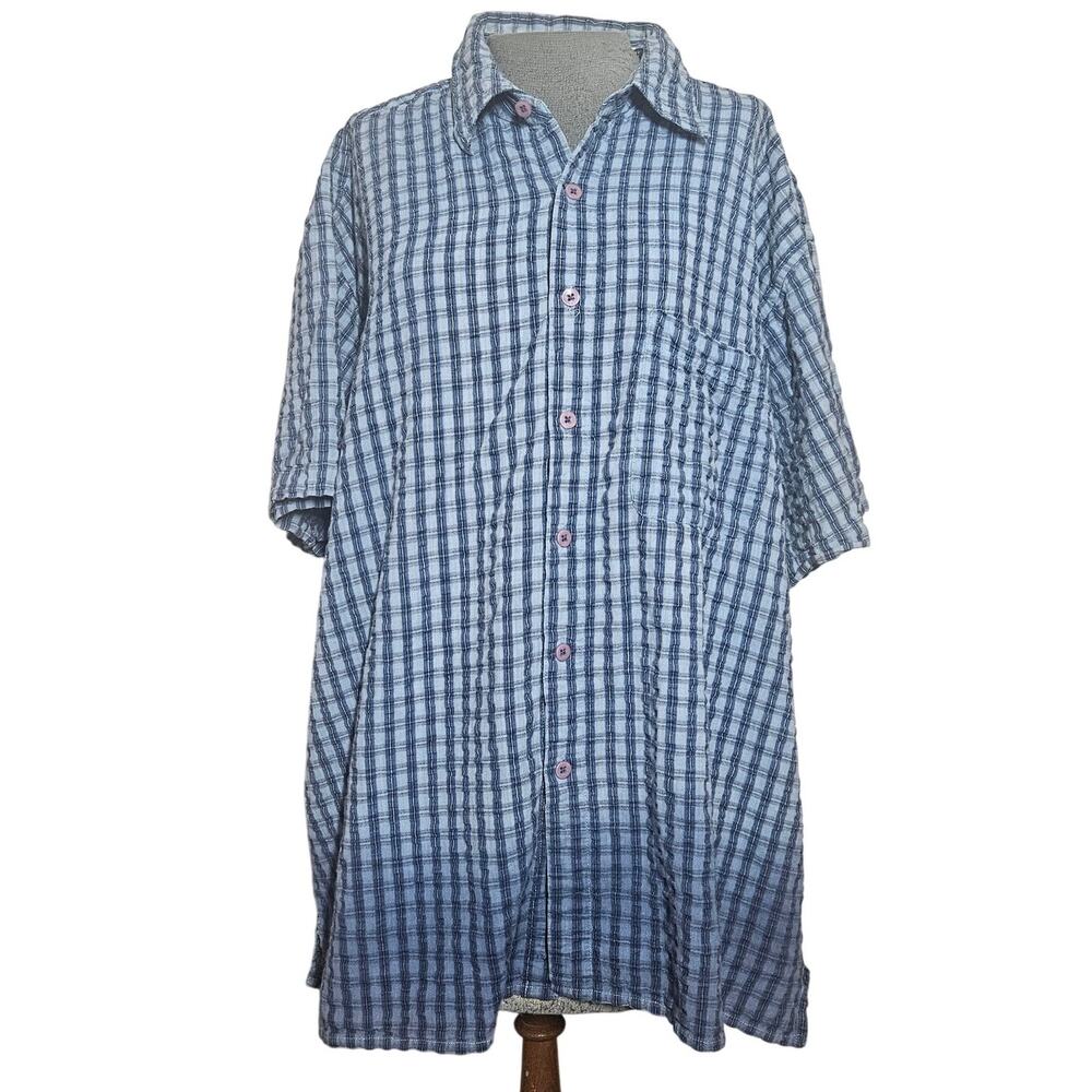 Cotton Button Down Collared Short Sleeve Shirt Size XL